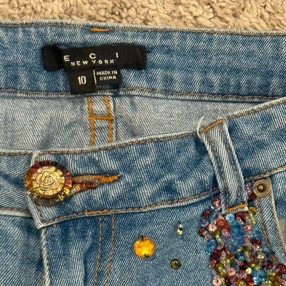 ECI New York Blue Flare Wide Leg Jeans with Distressed Detailing - Picture 8 of 8